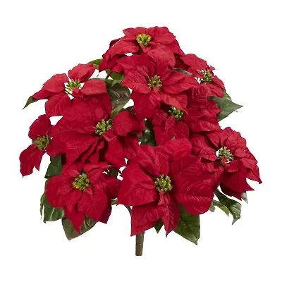 Nearly Natural 24in. Poinsettia Artificial Plant 2-pc. Christmas Tabletop Decor