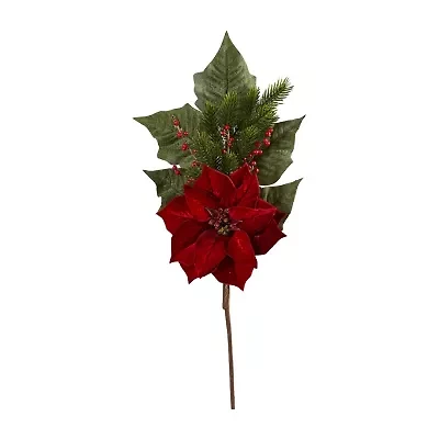 Nearly Natural Poinsettia Artificial Bundle 3-pc. Christmas Tabletop Decor