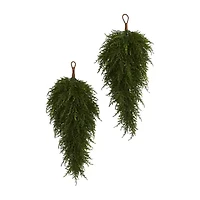 Nearly Natural 26in. Cedar Faux Teardrop Set Of 2 Swag