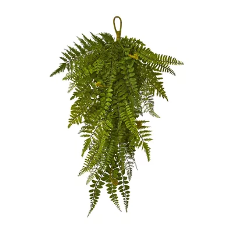 Nearly Natural 28" Fern Artificial Teardrop Set Of 2 Swag