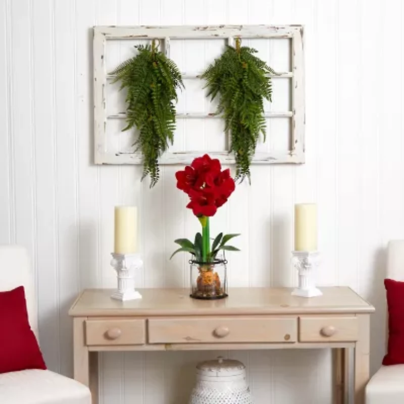 Nearly Natural 28" Fern Artificial Teardrop Set Of 2 Swag