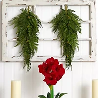 Nearly Natural 28" Fern Artificial Teardrop Set Of 2 Swag