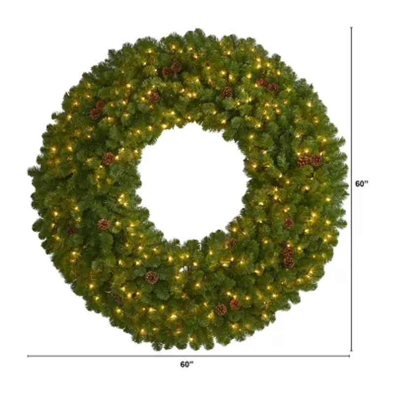 Nearly Natural Giant Faux Pre-Lit Wreath