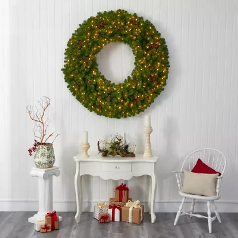 Nearly Natural Giant Faux Pre-Lit Wreath