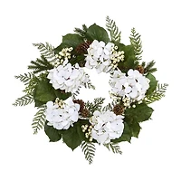 Nearly Natural 24in. Faux Hydrangea Wreath