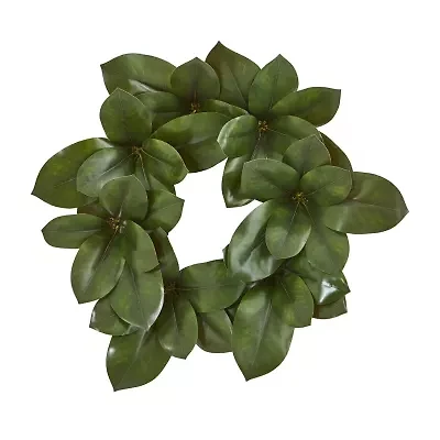 Nearly Natural 22in Magnla Leaf Wreath