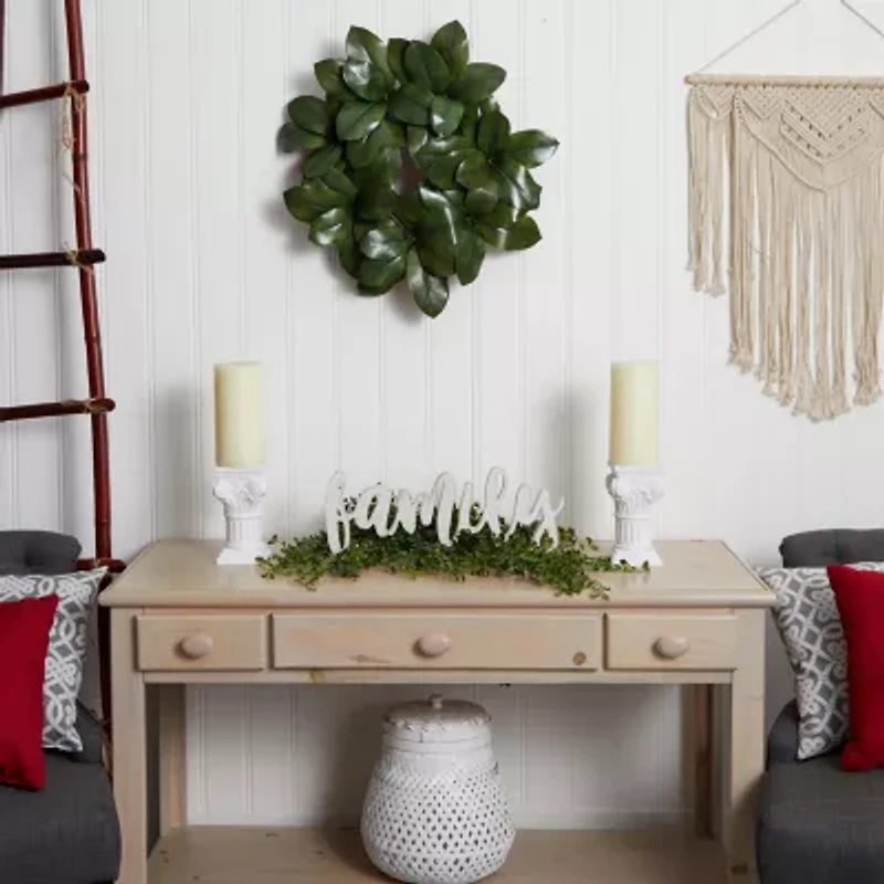 Nearly Natural 22in Magnla Leaf Wreath