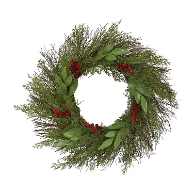 Nearly Natural 20in Cedar Berry Wreath
