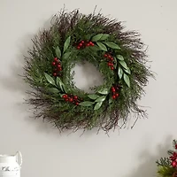Nearly Natural 20in Cedar Berry Wreath