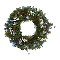 Nearly Natural Snow Pre-Lit Wreath
