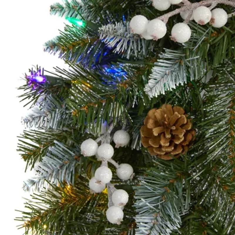 Nearly Natural Snow Pre-Lit Wreath