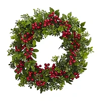 Nearly Natural 24in. Berry Boxwood Wreath