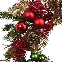 Nearly Natural 24in. Ornament Pine & Pinecone Wreath