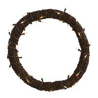 Nearly Natural 20in. Vine With White Warm Pre-Lit Wreath