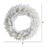 Nearly Natural 24in. Spruce Artificial Pre-Lit Wreath
