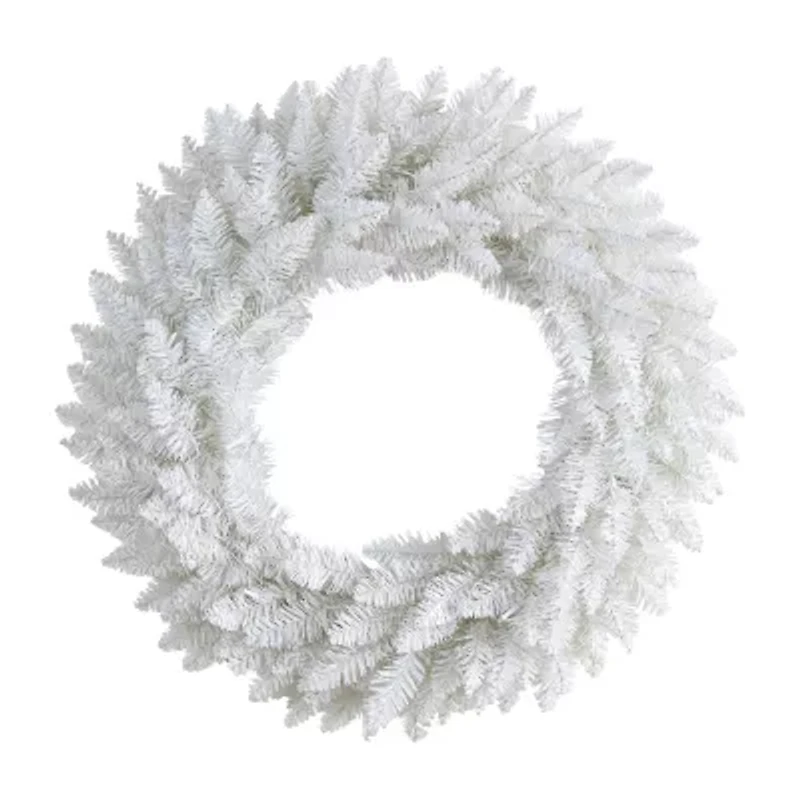 Nearly Natural 24in. Spruce Artificial Pre-Lit Wreath