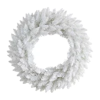 Nearly Natural 24in. Spruce Artificial Pre-Lit Wreath