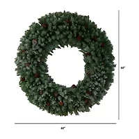 Nearly Natural 60in. Faux Pine Pinecones Pre-Lit Wreath