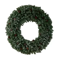 Nearly Natural 60in. Faux Pine Pinecones Pre-Lit Wreath