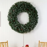 Nearly Natural 60in. Faux Pine Pinecones Pre-Lit Wreath