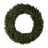 Nearly Natural 5ft. Flocked Faux Pre-Lit Wreath