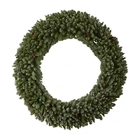 Nearly Natural 6ft. Giant Flocked Faux Pre-Lit Wreath