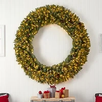 Nearly Natural 6ft. Giant Flocked Faux Pre-Lit Wreath