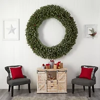 Nearly Natural 6ft. Giant Flocked Faux Pre-Lit Wreath