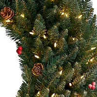 Nearly Natural 4ft. Large Flocked Faux Pre-Lit Wreath