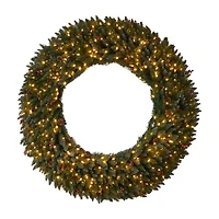 Nearly Natural 5ft. Large Flocked Faux Pre-Lit Wreath