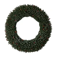 Nearly Natural 5ft. Large Flocked Faux Pre-Lit Wreath