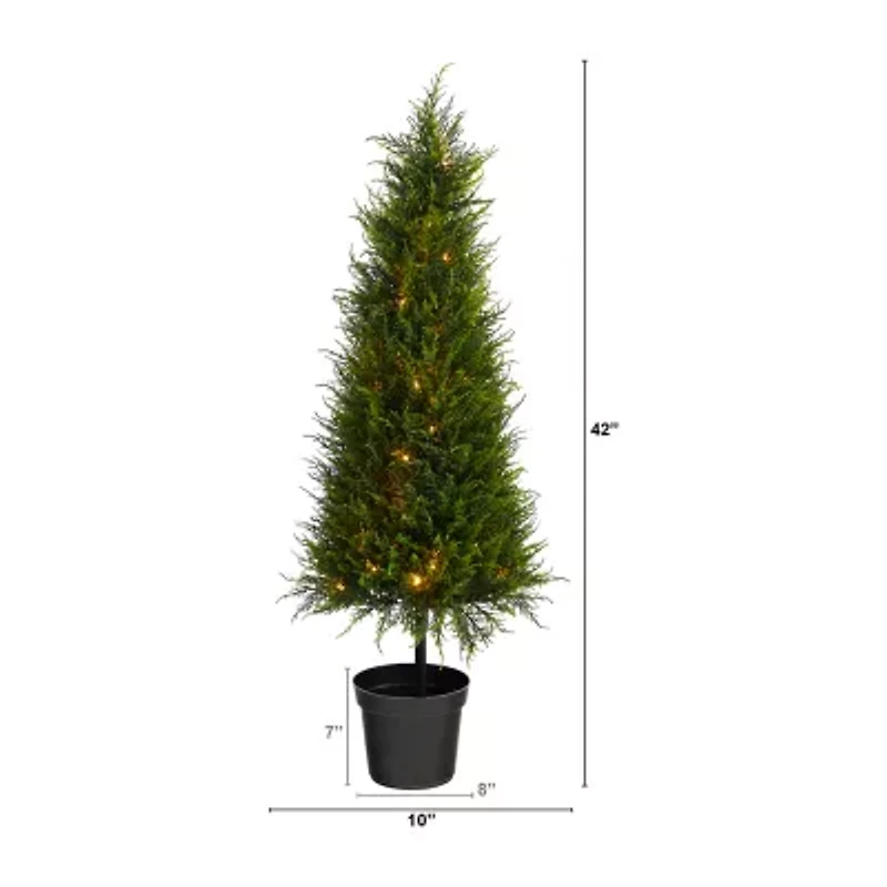Nearly Natural Cypress Faux 3 1/2 Foot Pre-Lit Christmas Tree