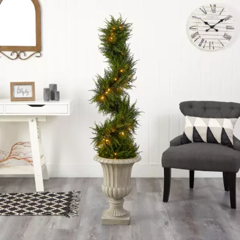 Nearly Natural Faux Cypress 5 Foot Pre-Lit Christmas Tree