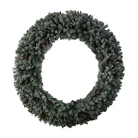 Nearly Natural 72in. Faux Pine Pinecones Pre-Lit Wreath