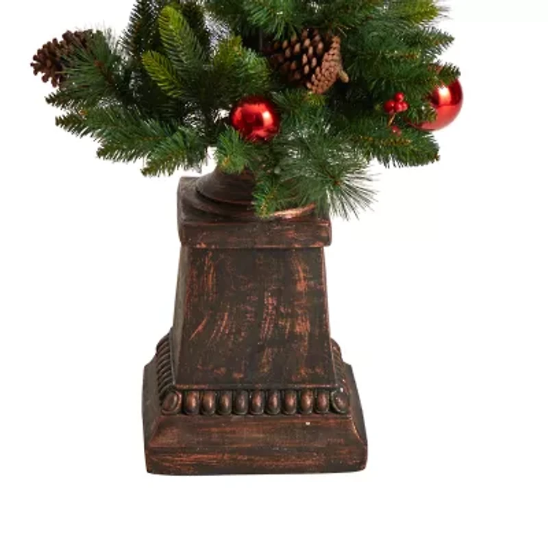 Nearly Natural 5ft. Lamp Post With Faux Greenery Christmas Tabletop Decor