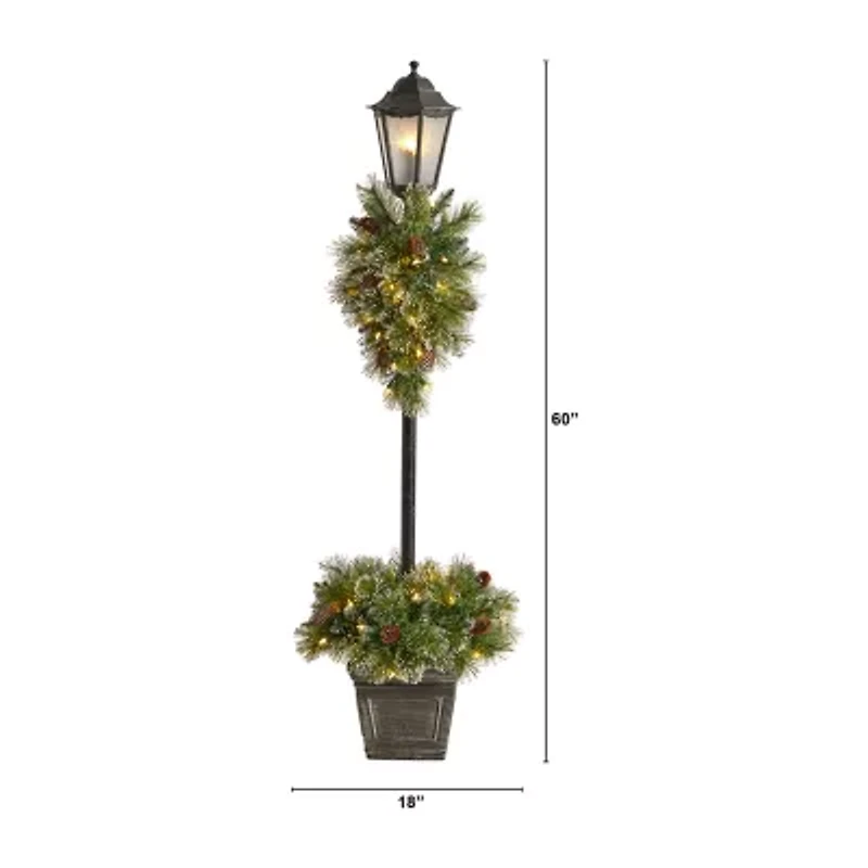 Nearly Natural 5ft. Decorated Lamp Post Christmas Tabletop Decor