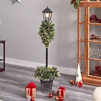 Nearly Natural 5ft. Decorated Lamp Post Christmas Tabletop Decor