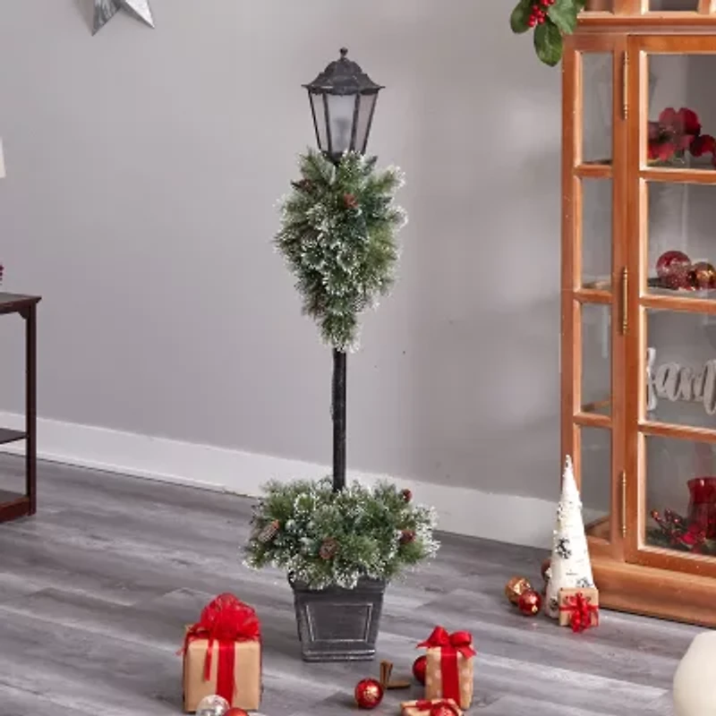 Nearly Natural 5ft. Decorated Lamp Post Christmas Tabletop Decor