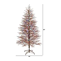 Nearly Natural Frosted Berry Twig Faux 7 Foot Pre-Lit Christmas Tree