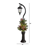 Nearly Natural 5ft. Decorated Lamp Post Faux Greenery Christmas Tabletop Decor