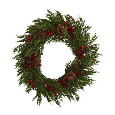 Nearly Natural 32in. Faux Cypress Wreath