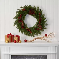 Nearly Natural 32in. Faux Cypress Wreath