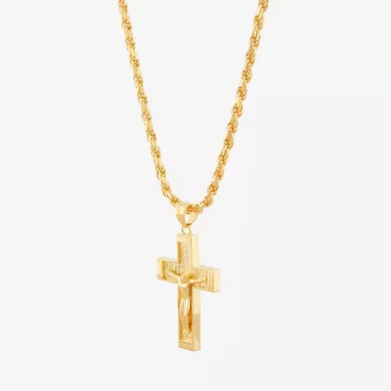 18K Gold Over Silver Crucifix Pendant Necklace