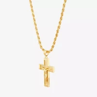 18K Gold Over Silver Crucifix Pendant Necklace