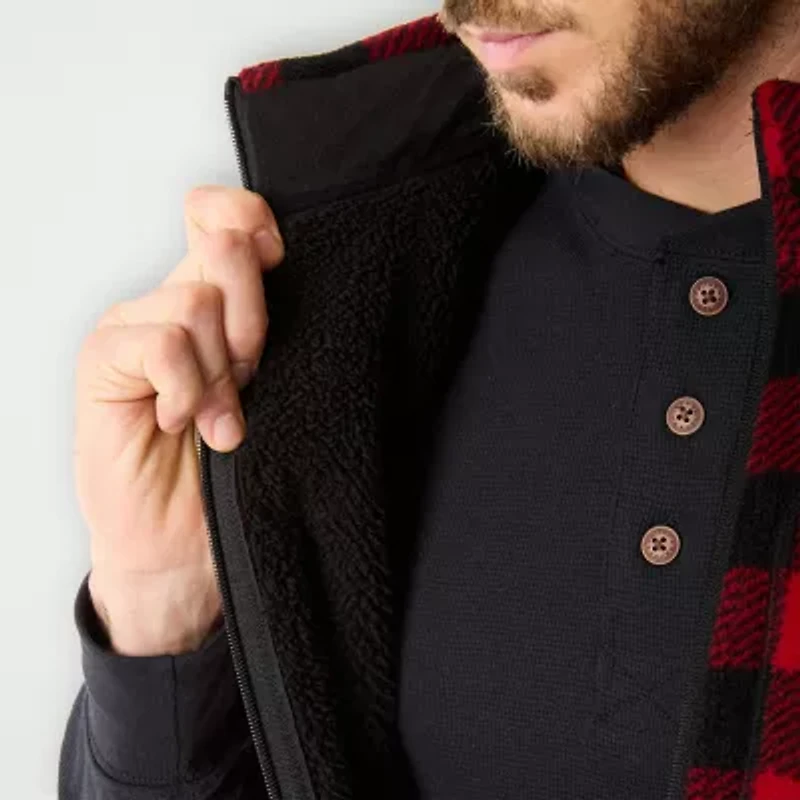 Smiths Workwear Sherpa Lined Plaid Mens Midweight Fleece Vest