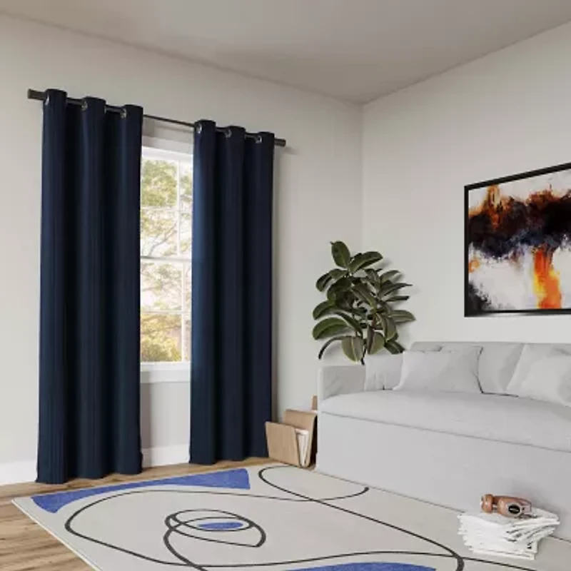 Sun Zero Cascade Grommet Top Blackout Single Curtain Panel