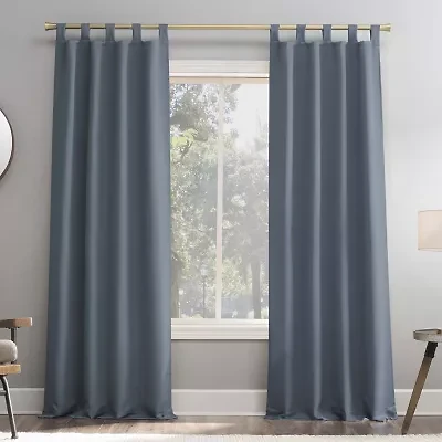 Sun Zero Evan Tab Top Energy Saving Blackout Single Curtain Panel