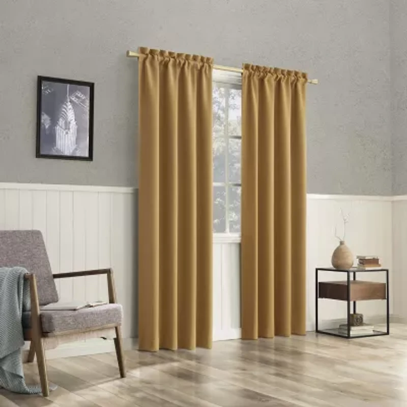 Sun Zero Evan Rod Pocket Energy Saving Blackout Single Curtain Panel