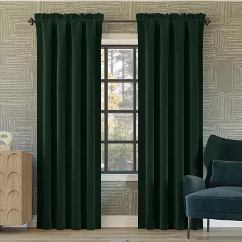 Sun Zero Oslo Rod Pocket Energy Saving 100% Blackout Single Curtain Panel