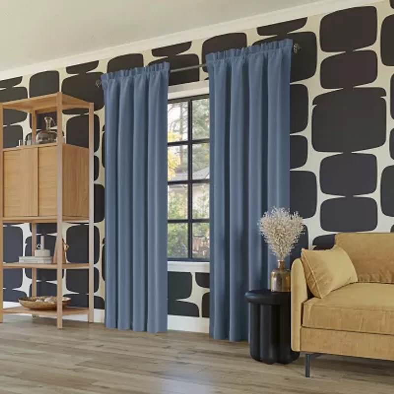 Sun Zero Oslo Rod Pocket Energy Saving 100% Blackout Single Curtain Panel